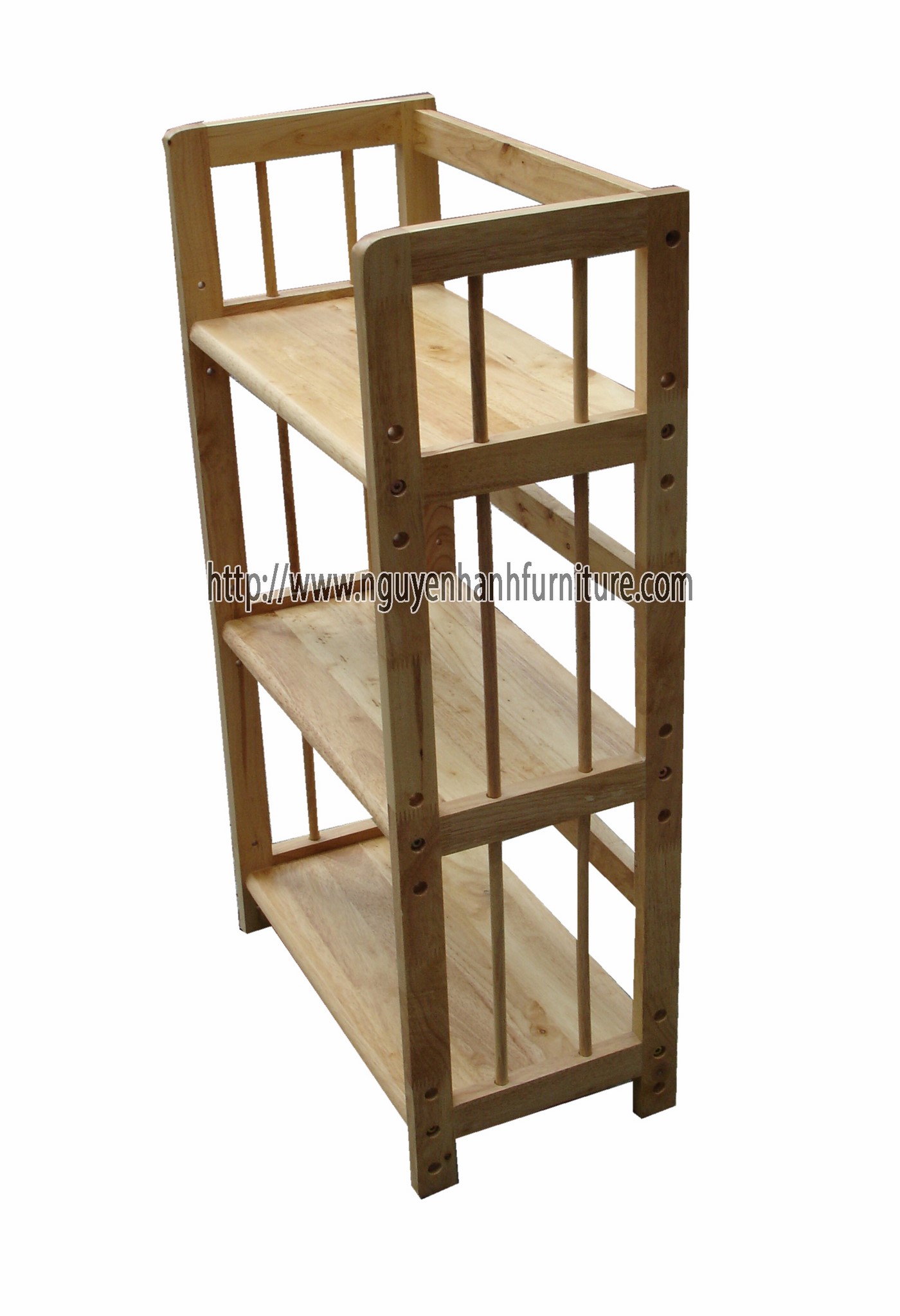 Name product: Triple storey Adjustable Bookshelf 50 (Natural) - Dimensions: 50 x 28 x 90 (H) - Description: Wood natural rubber